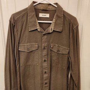 Buck Mason Button Down Shirt Mens Medium Long Sleeve Green Brush Safari Faded